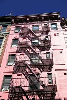 Apartments Prints: Tenement building, fire escape, Soho, Manhattan, New York City, United States of America
