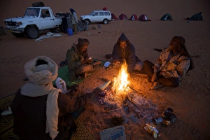 Five People Prints: A tented camp in the dunes of the erg of Murzuk in the Fezzan desert, Libya