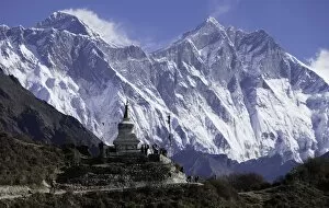 Grave Collection: Tenzing Norgye Memorial Stupa with Mount Everest in the background on the right