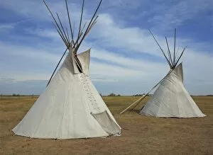 Tepees in the Wanuskewin Heritage Park in Saskatchewan, Canada, North America