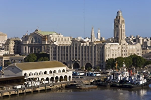 Uruguay Prints: Terminal building in Port of Montevideo, Uruguay, South America