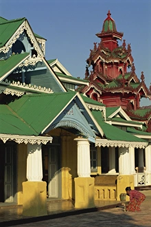 Mawlamyine Prints: On the terrace, Kyaikthanian Pagoda, Mawlamyine, Myanmar (Burma), Asia