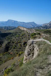 Terraced Prints: Terraced fields show farming practices in Dagestan