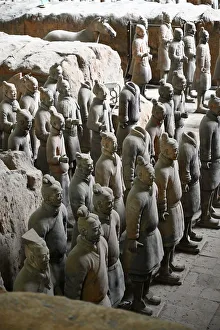 Terracotta Army, soldiers and a horse, buried with Emperor Qin Shi Huang in 210-209 BC