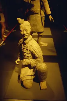 Xian Prints: Terracotta figure from Xian in China on display at the Auckland museum in New Zealand