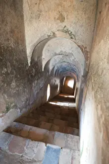 Assam Prints: Terracotta stairs leading to Royal apartments from the terrace in 18th century palace of the Ahom kingdom