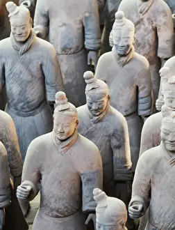 Large Group Of Objects Prints: Terracotta warrior figures in the Tomb of Emperor Qinshihuang