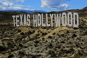 Texas Prints: Texas Hollywood movie set tourist attraction sign near Tabernas