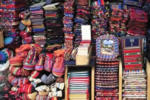 Images Dated 29th November 2007: Textiles, Souvenirs, Handicraft Market, Antigua, Guatemala, Central America