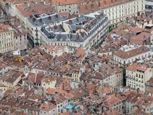 Auvergne Rhone Alpes Prints: Th center of Grenoble as viewed from the Bastille