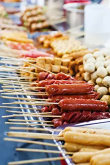 Stereotypically Thai Prints: Thai food on a street food stall at the Khaosan Road market in Bangkok