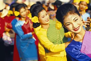 Festivity Prints: Thai girls performing local dance during King Narai Reign Fair