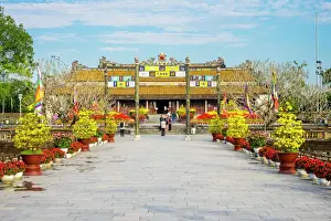 Vietnamese Prints: Thai Hoa Palace (Hall of Supreme Harmony) beyond the Bridge of Golden Water, Imperial City