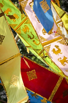 New Year Prints: Thai New Year decorations blow in the wind