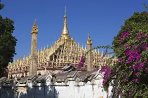 Monywa Prints: Thanboddhay Paya (pagoda) with rows of gilt mini-stupas on roof