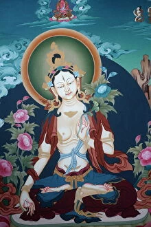Images Dated 24th July 2007: Thangka depicting White Tara goddess, Buddhist symbol of long life, Bhaktapur