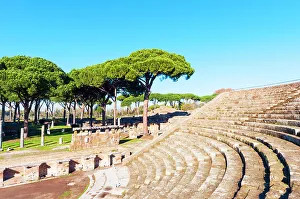 Theater, Ostia Antica archaeological site, Ostia, Rome province, Latium, Latium (Lazio), Italy, Europe