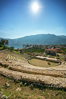 Epidaurus Prints: Theatre at the ancient city of Epidaurus close to the sea, UNESCO, Peloponnese, Greece