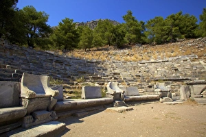 Seat Prints: Theatre, Ancient City of Priene, Anatolia, Turkey, Asia Minor, Eurasia