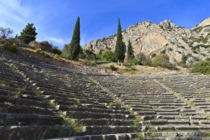 Amphitheatre Prints: Theatre at Delphi, UNESCO World Heritage Site, Peloponnese, Greece, Europe