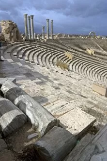 Images Dated 17th October 2007: Theatre, Roman site of Leptis Magna, UNESCO World Heritage Site, Libya
