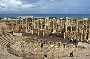 Images Dated 17th October 2007: Theatre, Roman site of Leptis Magna, UNESCO World Heritage Site, Libya