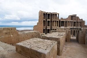 Images Dated 16th October 2007: Theatre, Roman site of Sabratha, UNESCO World Heritage Site, Libya, North Africa, Africa