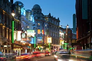 Traffic Collection: Theatreland in the evening, Shaftesbury Avenue, London, England, United Kingdom, Europe