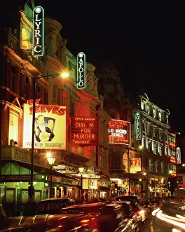 Theatre Prints: Theatreland, illuminated at night, Shaftesbury Avenue, London, England