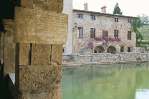 Thermal Prints: Thermal pool of Bagno Vignoni, Val d Orcia, Siena province, Tuscany, Italy, Europe