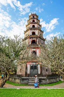 Vietnamese Prints: Thien Mu Pagoda (Chua Thien Mu), Hue, Thua Thien-Hue Province, Vietnam, Indochina