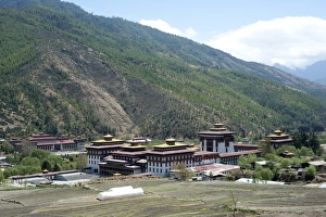 Bhutan Prints: Thimpu dzong (monastery) buildings, Thimpu, Bhutan, Asia