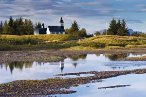 Sudurland Prints: Thingvellir national church, built in 1859 on the site of Icelands first church constructed in 1000 AD