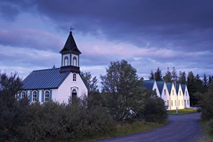 Images Dated 30th August 2009: Thingvellir national church and Thingvallabaer, a five-gabled farmhouse