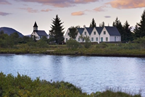 Images Dated 30th August 2009: Thingvellir national church and Thingvallabaer, a five-gabled farmhouse