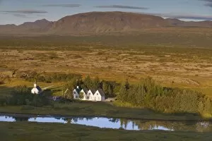 Images Dated 30th August 2009: Thingvellir national church and Thingvallabaer, a five-gabled farmhouse