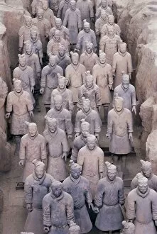 Back Ground Collection: Detail of some of the six thousand statues in the Army of Terracotta Warriors