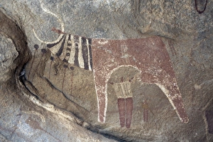 Five thousand year-old cave paintings in Lass Geel caves, Somaliland, northern Somalia