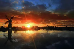 Photogenic Prints: Thurne Mill at sunrise, spring morning, Norfolk Broads, Norfolk