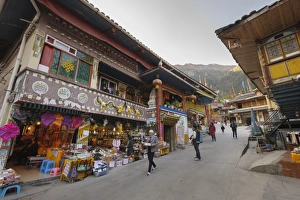 Far Eastern Prints: Tibetan Village, Jiuzhaigou (Nine Village Valley), Sichuan province, China, Asia