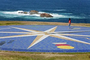 Pavements Prints: Tile compass near The Tower of Hercules Lighthouse, La Coruna City, Galicia
