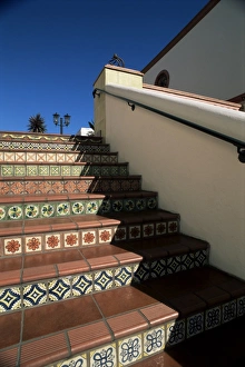 Santa Barbara Prints: Tile stairs in shopping center