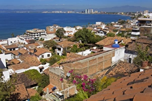 Images Dated 8th January 2009: Tiled roofs, Puerto Vallarta, Jalisco State, Mexico, North America