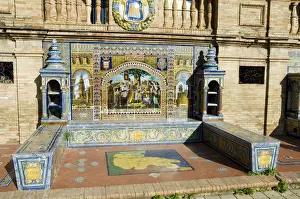 Tiled seating depicting various parts of historic Spain