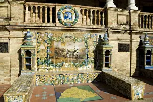 Tiled seating depicting various parts of historic Spain