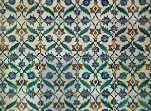 Eurasia Prints: Detail of tiles in the Harem, Topkapi Palace, Istanbul, Turkey, Europe