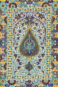 Floral Pattern Prints: Detail of tilework, Friday Mosque (Masjet-eJam), Herat, Herat Province, Afghanistan, Asia