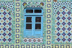 Afgani Prints: Tiling round blue window, Shrine of Hazrat Ali, who was assissinated in 661
