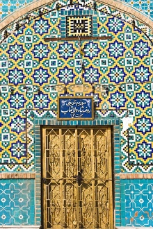 Afgani Prints: Tiling round door, Shrine of Hazrat Ali, who was assissinated in 661, Mazar-I-Sharif