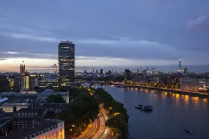 Tilt Shift lens effect image of the River Thames from the top of Riverwalk House